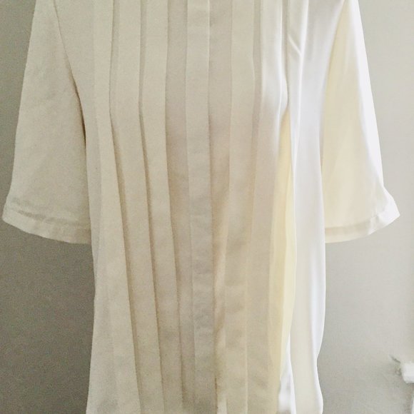GRMNT Cream Silk Short Sleeve Blouse Top Size Medium - Picture 2 of 5